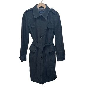 Banana Republic Grey Wool Trench Pea Coat with belt Size Medium